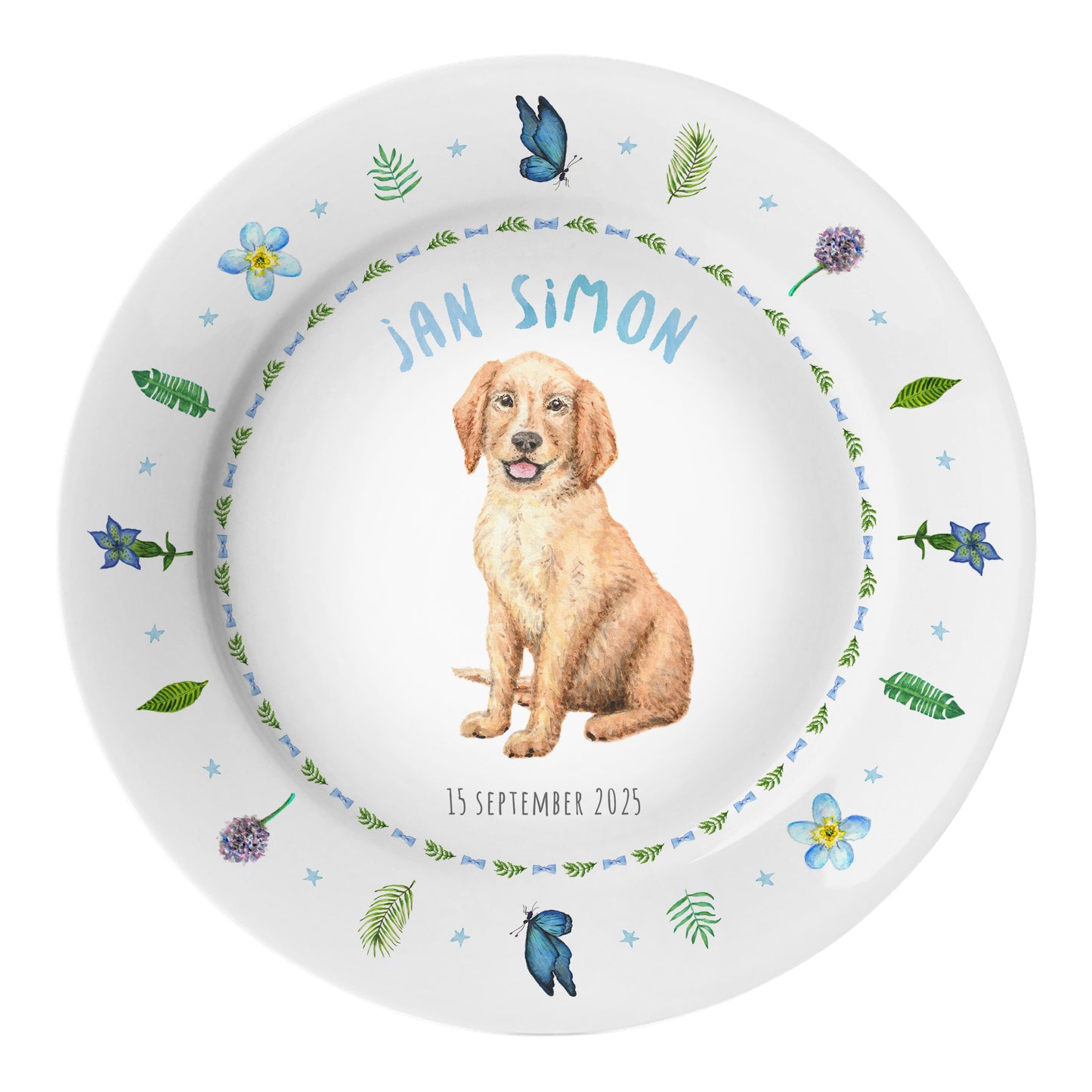 Children's dinner plate little deer in summer with name