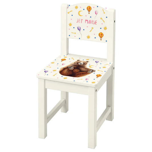 Kinderstoeltje met naam beer beertje kraamcadeau kinderkamer babykamer stoeltje gepersonaliseerd cadeau