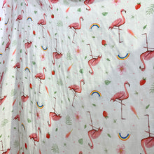 Load image into Gallery viewer, 2 medium baby muslin swaddle blankets flamingo - 60 cm