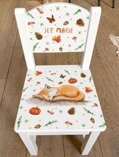 Load image into Gallery viewer, Personalised children's chair with fox and forest decorations