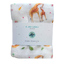 Load image into Gallery viewer, Baby muslin swaddle XL blanket giraffe - 120 cm