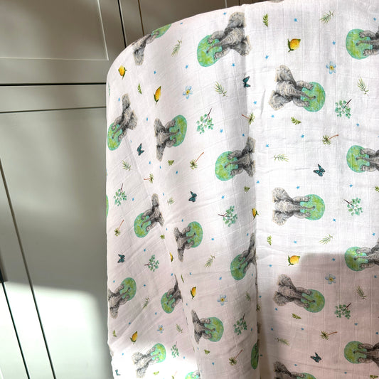 Babywickel Musselin Baby Leoparden XL - 120x120cm groß