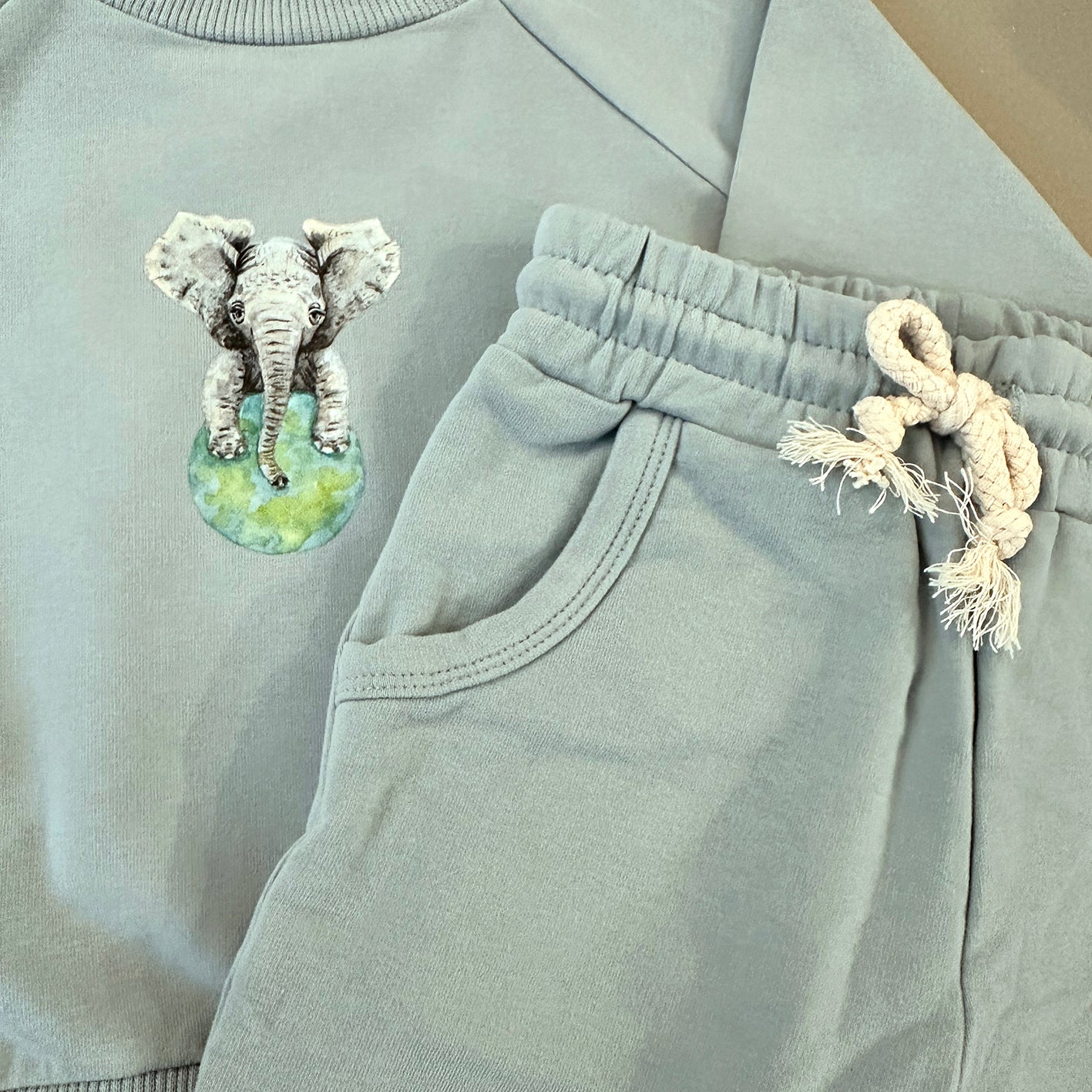 Baby joggingpak olifant - sky blue