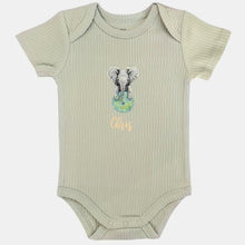 Afbeelding in Gallery-weergave laden, Baby romper olifant met naam - sage shortsleeve