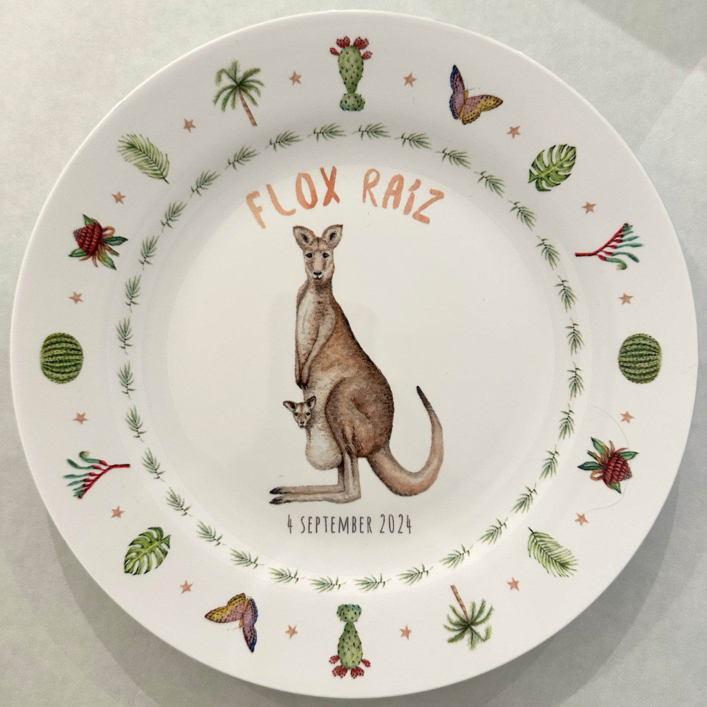 Children's dinner plate alpaca with name