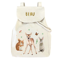 Load image into Gallery viewer, Canvas rugzakje bosdieren - evt met naam