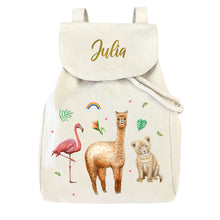 Load image into Gallery viewer, Canvas rugzakje tropisch - evt met naam