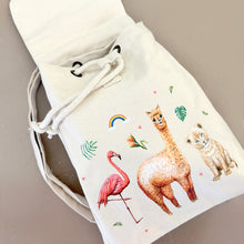 Load image into Gallery viewer, Canvas rugzakje tropisch - evt met naam