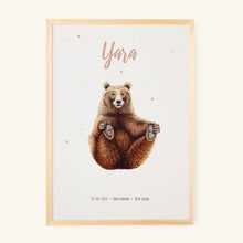 Load image into Gallery viewer, Birth poster bear - personalized - A3