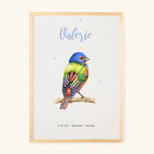 Load image into Gallery viewer, Birth poster bunting bird - personalized - A3
