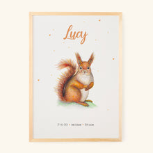 Load image into Gallery viewer, Birth poster squirrel - personalized - A3