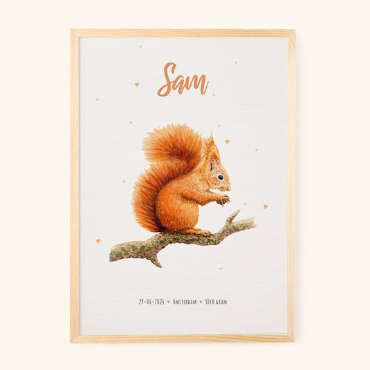 Geburtsposter Eichhörnchen – personalisiert – A3