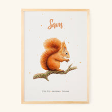 Load image into Gallery viewer, Birth poster squirrel - personalized - A3