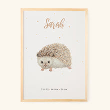 Load image into Gallery viewer, Birth poster hedgehog - personalized - A3