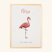 Load image into Gallery viewer, Flamingo birth poster - personalized - A3