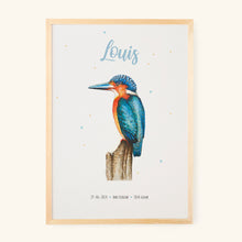 Load image into Gallery viewer, Birth poster kingfisher - personalized - A3