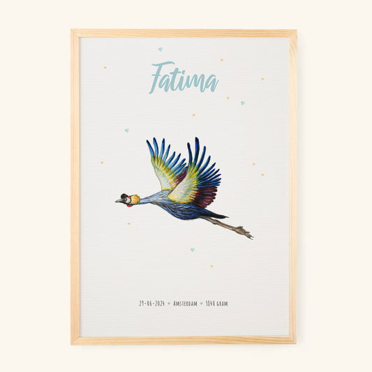 Geburtsposter Kranich – personalisiert – A3