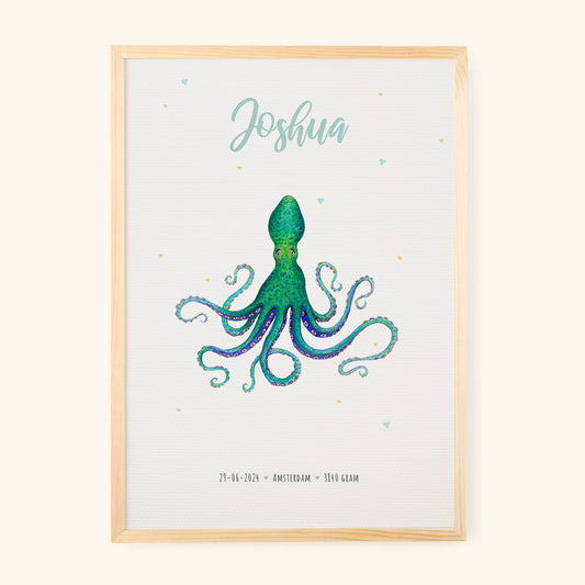 Geburtsposter Oktopus – personalisiert – A3