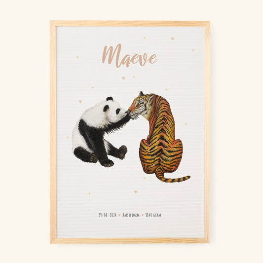 Geburtsposter Tiger & Panda – personalisiert – A3