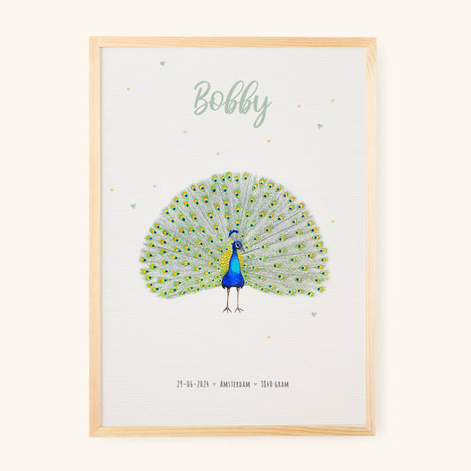 Geburtsposter Pfau – personalisiert – A3