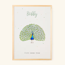 Lade das Bild in den Galerie-Viewer, Geburtsposter Pfau – personalisiert – A3