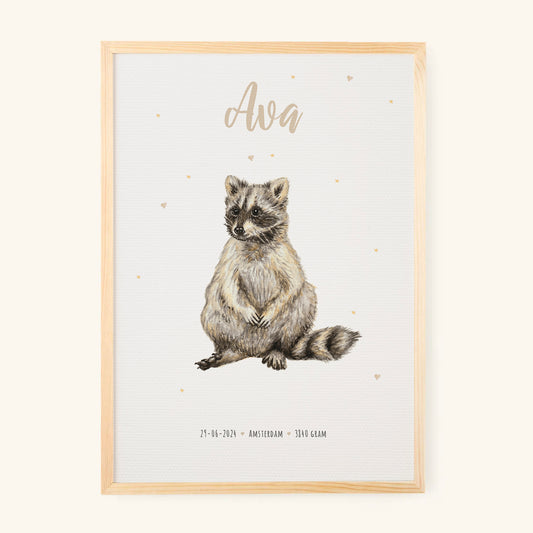 Geburtsposter Waschbär – personalisiert – A3