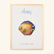 Load image into Gallery viewer, Birth poster fish - personalised - A3