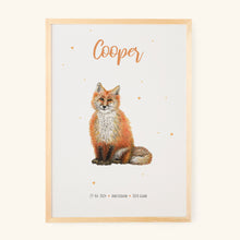 Load image into Gallery viewer, Birth poster fox - personalised - A3