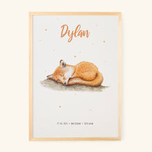 Load image into Gallery viewer, Birth poster little fox - personalised - A3