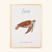 Load image into Gallery viewer, Birth poster sea turtle - personalised - A3
