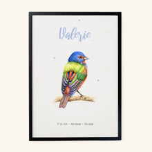 Load image into Gallery viewer, Birth poster bunting bird - personalized - A3