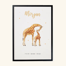 Load image into Gallery viewer, Birth poster giraffes - personalized - A3