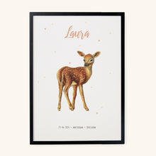 Lade das Bild in den Galerie-Viewer, Geburtsposter Rehkitz – personalisiert – A3