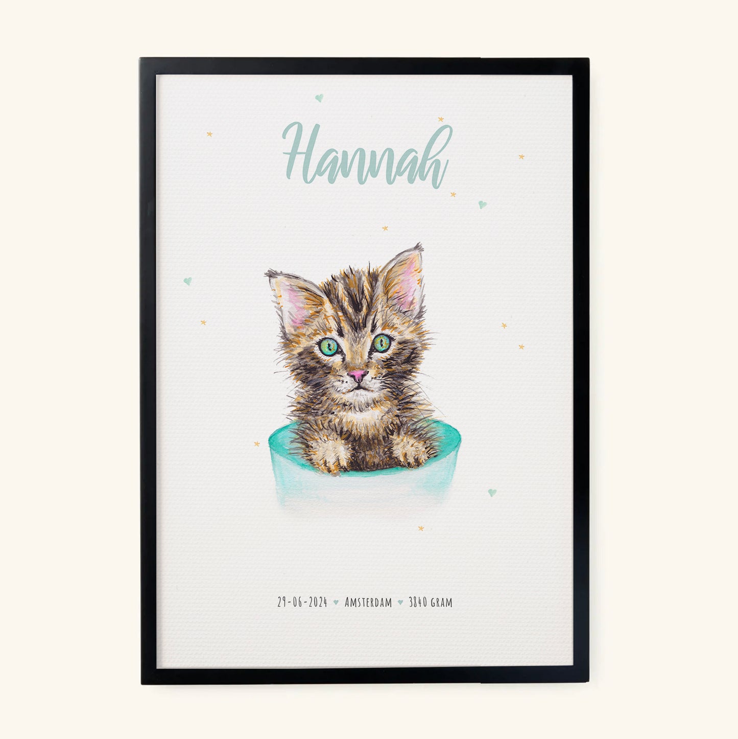 Geburtsposter Katze – personalisiert – A3