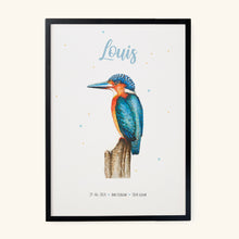 Load image into Gallery viewer, Birth poster kingfisher - personalized - A3