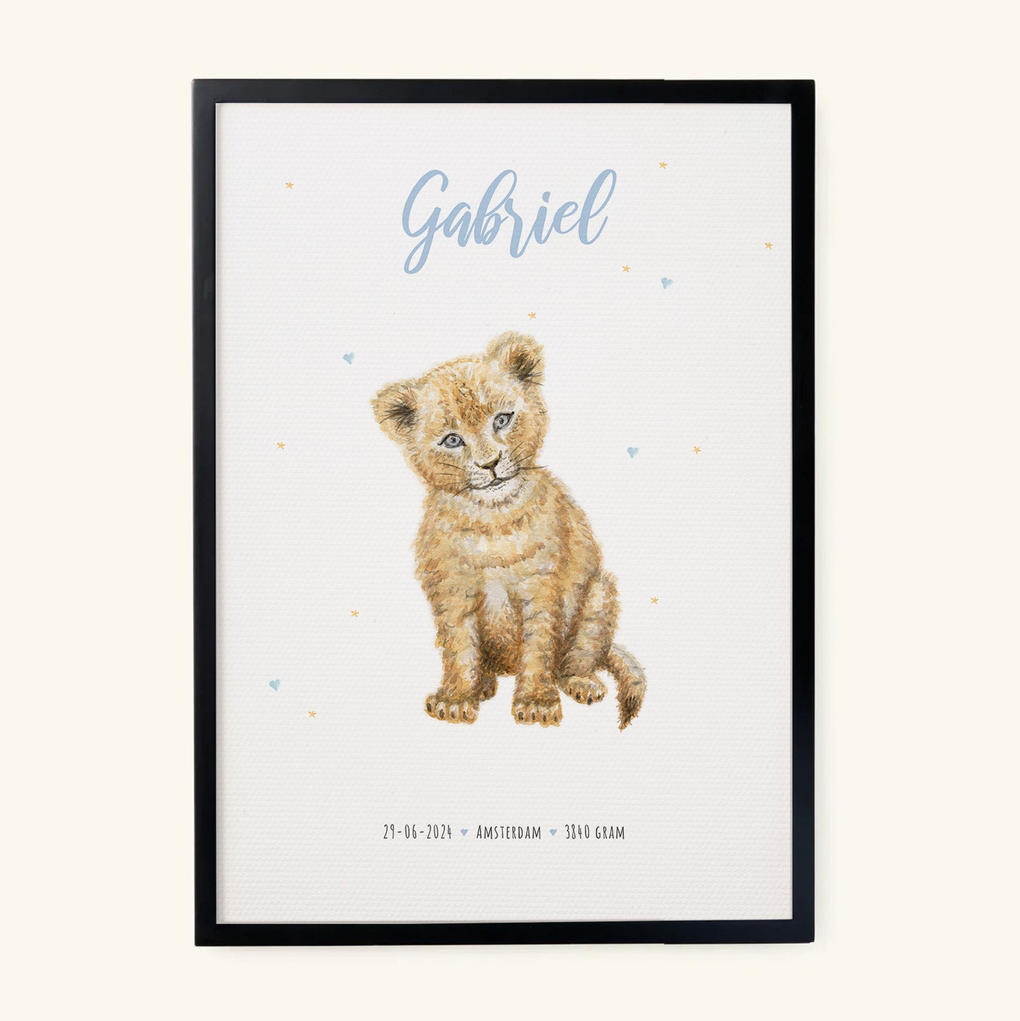 Birth poster lion - personalized - A3
