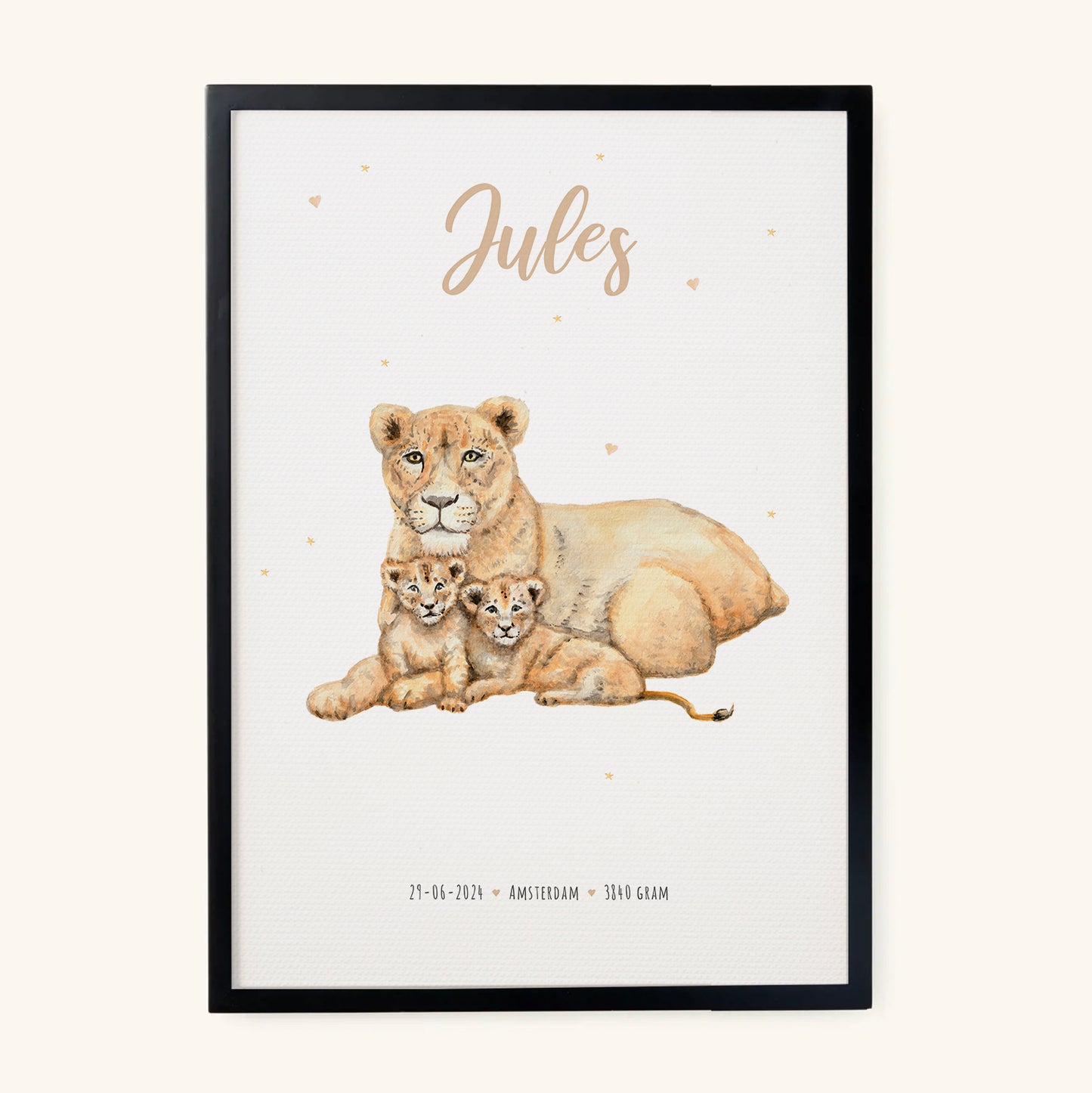 Lioness Birth Poster - Personalized - A3