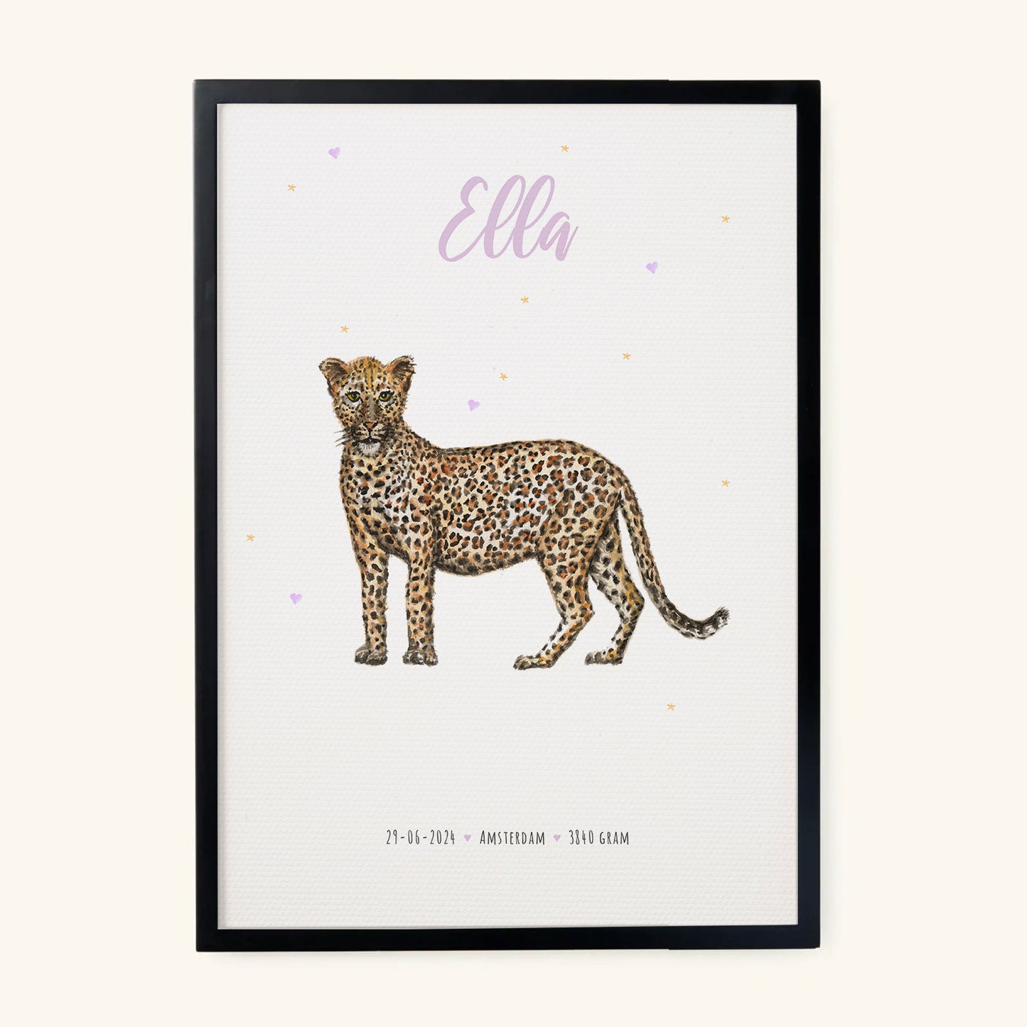 Leopard birth poster - personalized - A3