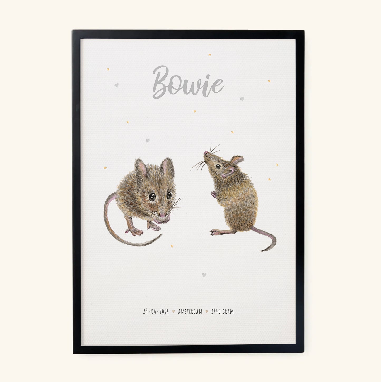 Birth poster mice - personalized - A3