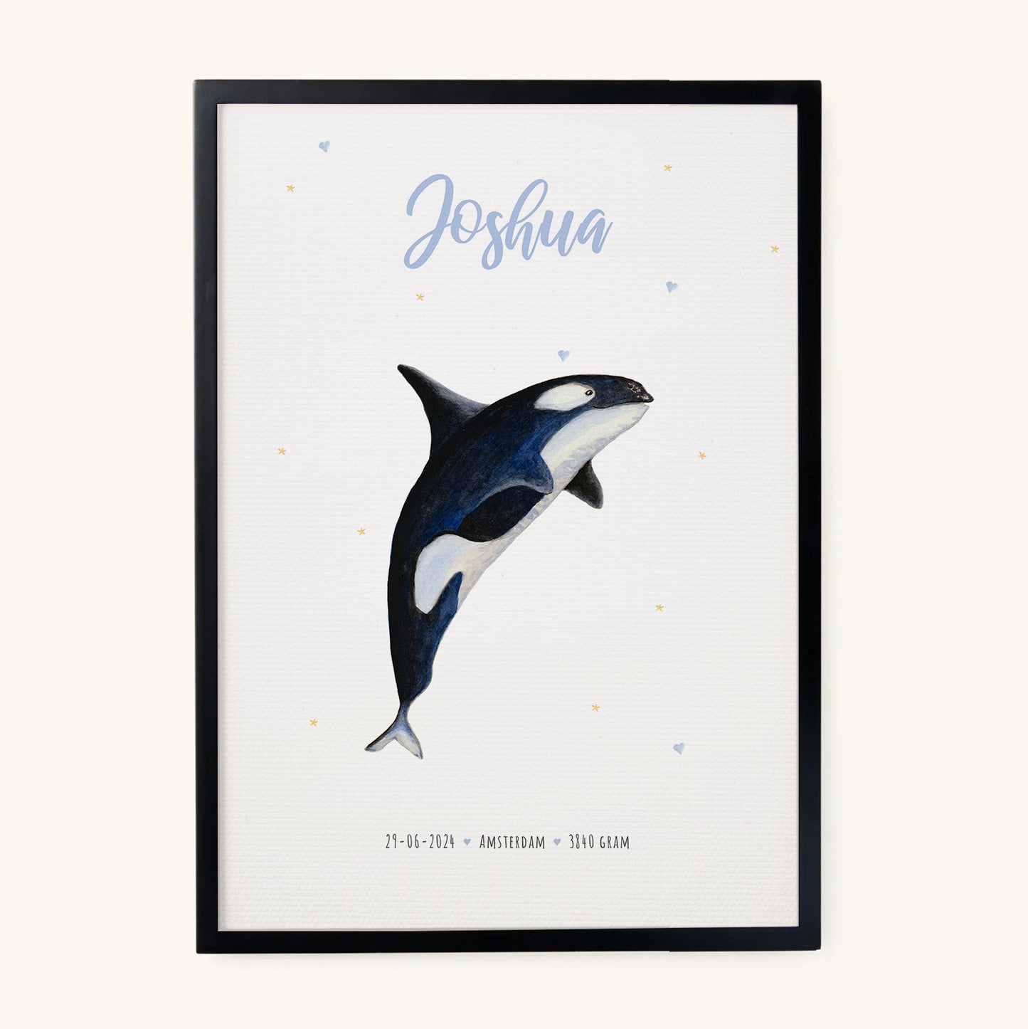 Birth poster orca - personalized - A3