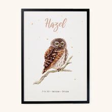 Load image into Gallery viewer, Birth poster owl - personalised - A3