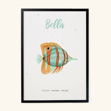 Load image into Gallery viewer, Birth poster tropical fish - personalised - A3