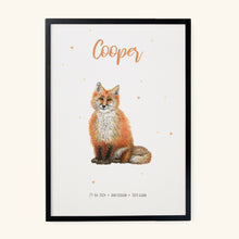 Load image into Gallery viewer, Birth poster fox - personalised - A3