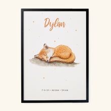 Load image into Gallery viewer, Birth poster little fox - personalised - A3
