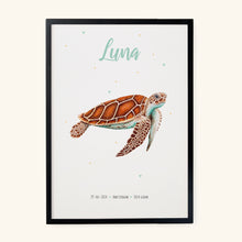 Load image into Gallery viewer, Birth poster sea turtle - personalised - A3