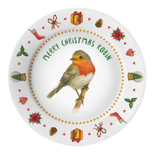 Afbeelding in Gallery-weergave laden, Kerstservies roodborstje met naam kunststof
