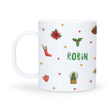 Afbeelding in Gallery-weergave laden, Kerstservies roodborstje met naam kunststof