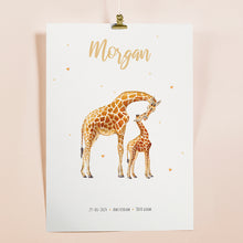Load image into Gallery viewer, Birth poster giraffes - personalized - A3