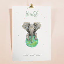 Lade das Bild in den Galerie-Viewer, Geburtsposter Elefant – personalisiert – A3