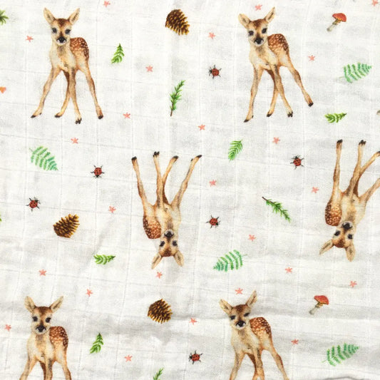 Babywickel Musselin Hirsche XL - 120x120cm groß